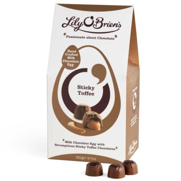 Hand Crafted Milk Chocolate Egg with Sticky Toffee Chocolates, 230g